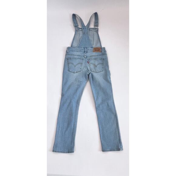 LEVIS BIG GIRLS GIRLFRIEND SEQUIN LIGHT WASH BLUE DISTRESSED OVERALLS SIZE 7 R - Picture 3 of 11